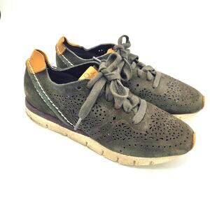 OTBT Khora Olive Green Suede Leather Lace Up Derby Comfort Sneakers Womans Sz 7